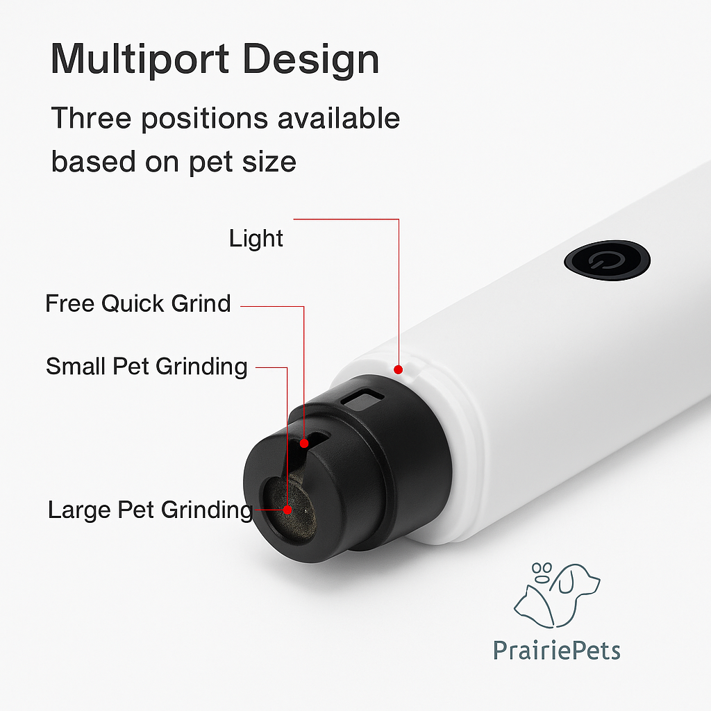 PrairiePets Electric Nail Grinder – Rechargeable Clipper with LED Light for Cats & Dogs