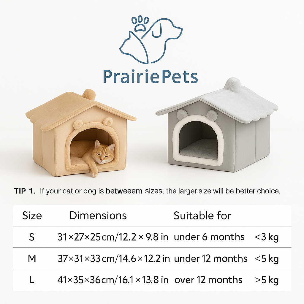 PrairiePets Foldable Pet Cave Bed
