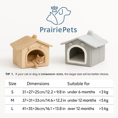 PrairiePets Foldable Pet Cave Bed