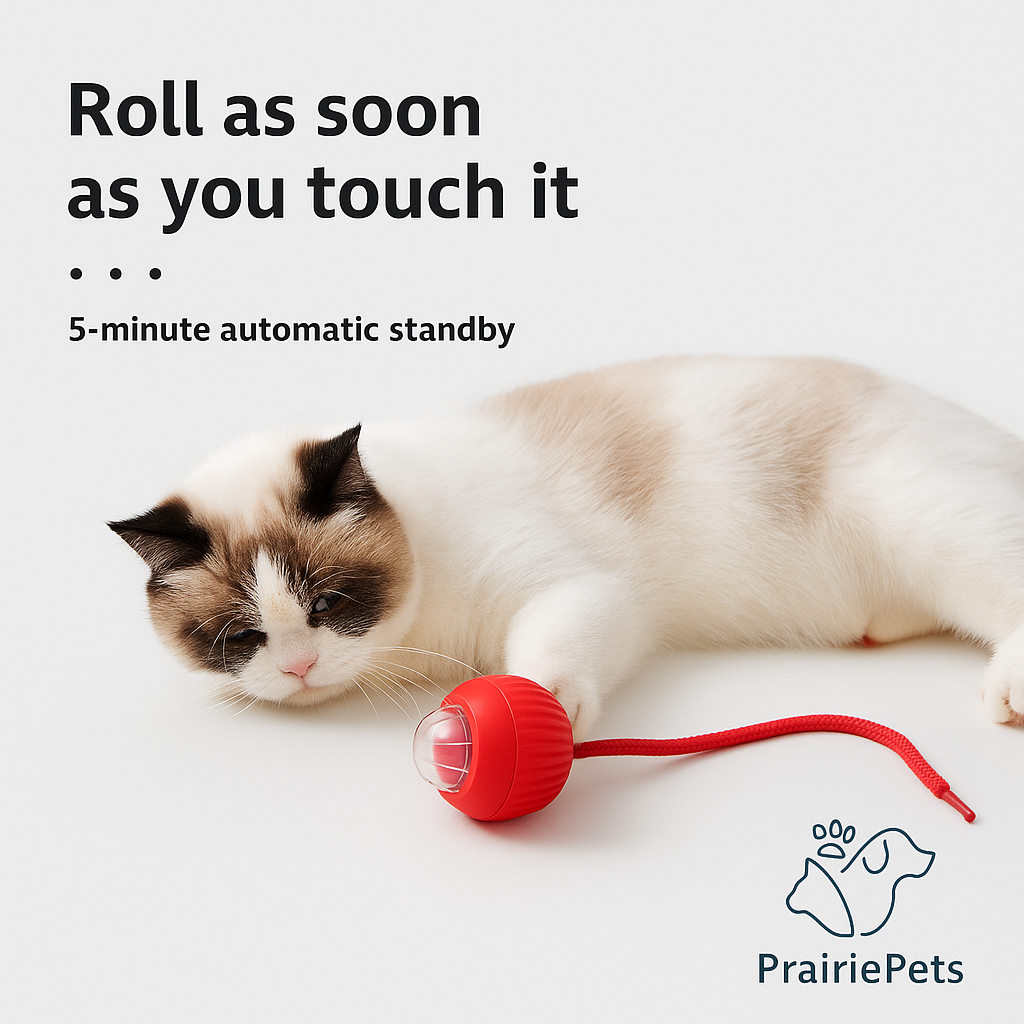 PrairiePets Smart Rolling Ball – Interactive Rechargeable Toy for Cats & Small Dogs