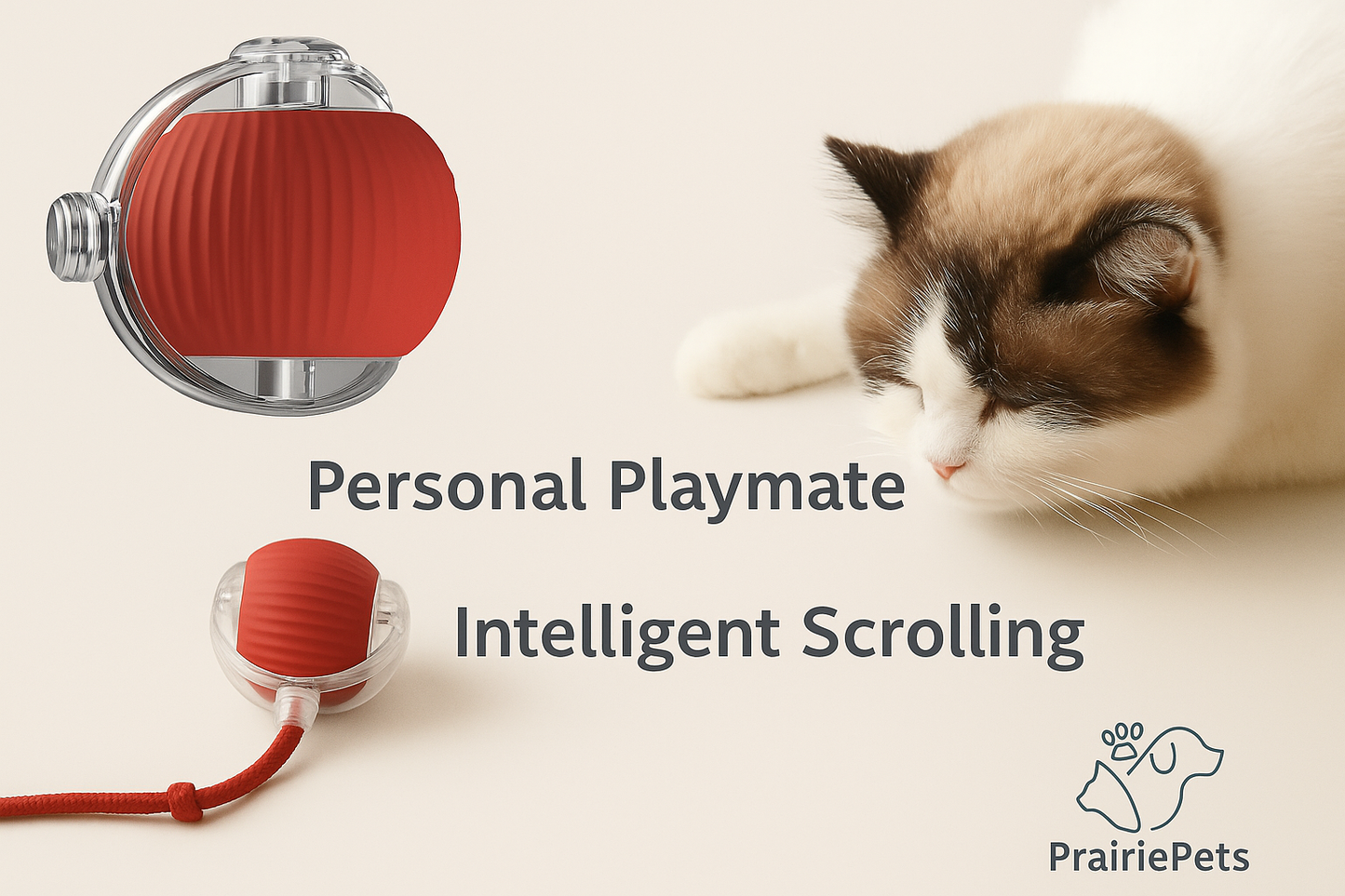 PrairiePets Smart Rolling Ball – Interactive Rechargeable Toy for Cats & Small Dogs
