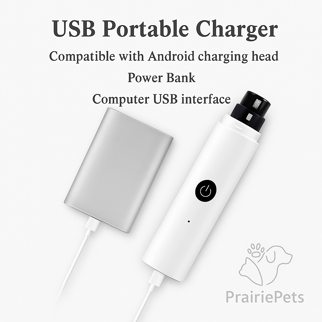 PrairiePets Electric Nail Grinder – Rechargeable Clipper with LED Light for Cats & Dogs