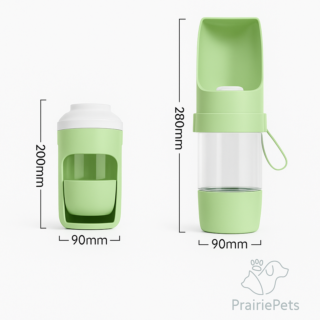 PrairiePets™ 2-in-1 Travel Water Bottle & Food Bowl