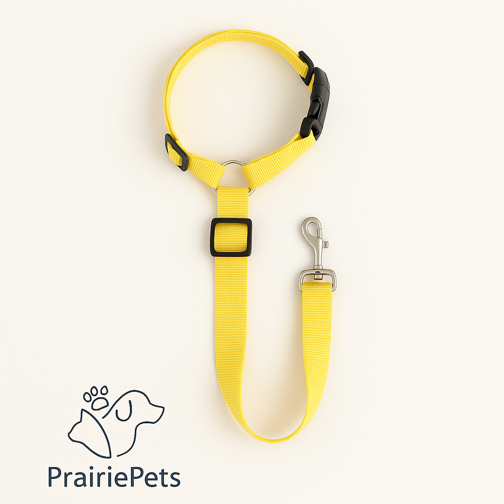 PrairiePets 2-in-1 Car Seat Belt & Leash – Adjustable Nylon Safety Restraint for Dogs