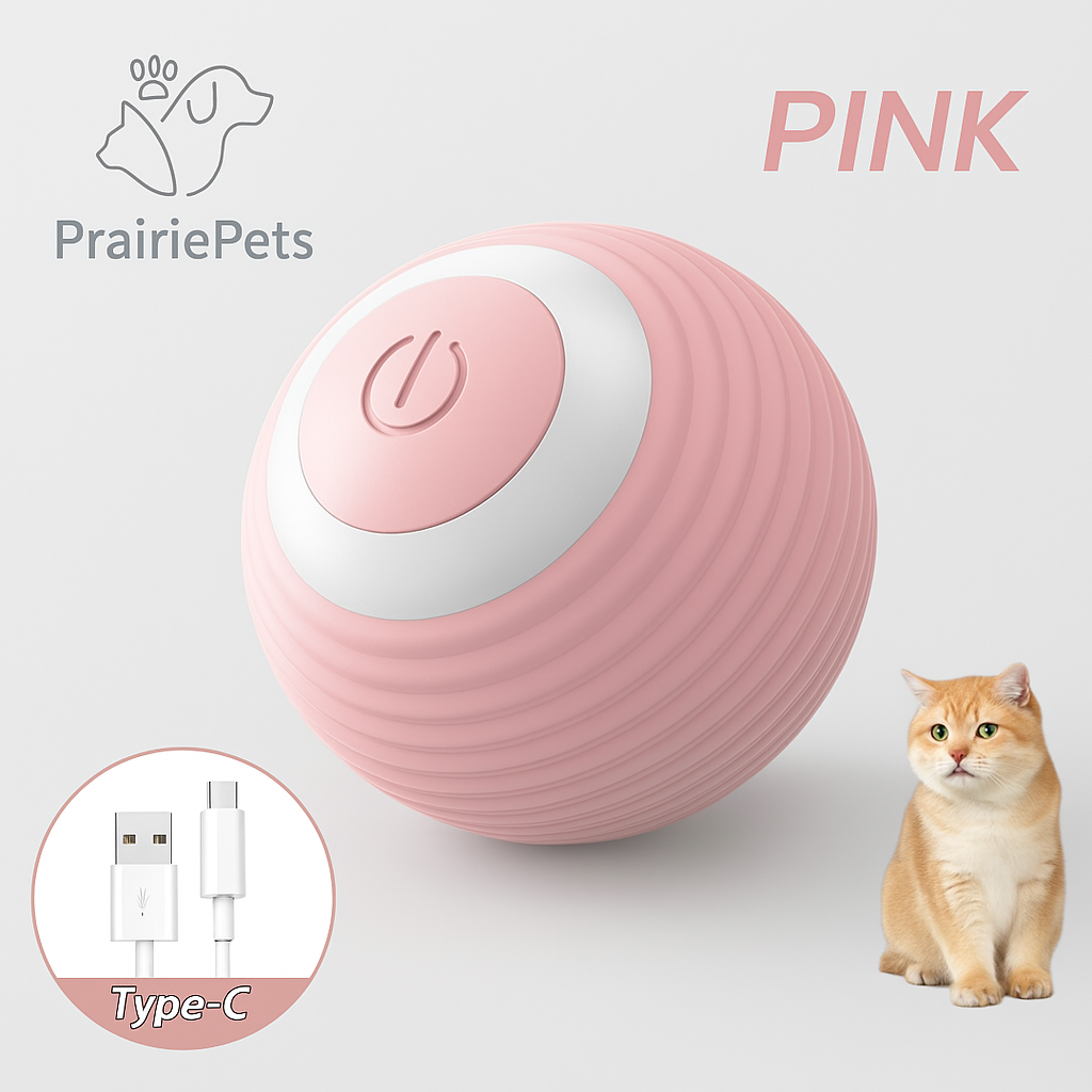 PrairiePets Smart Rolling Ball – Interactive Rechargeable Toy for Cats & Small Dogs