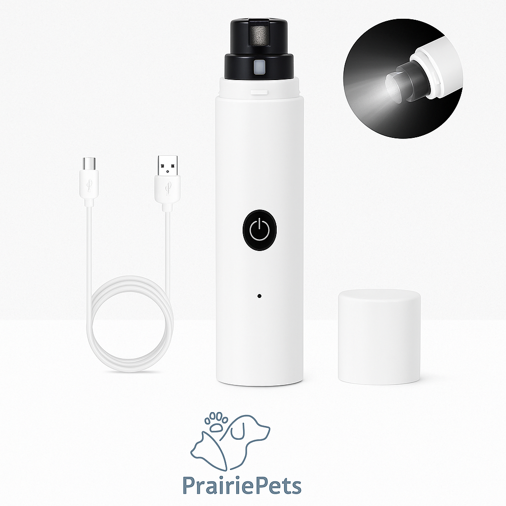 PrairiePets Electric Nail Grinder – Rechargeable Clipper with LED Light for Cats & Dogs