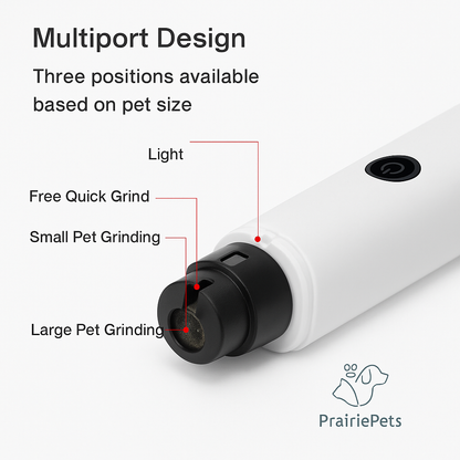 PrairiePets Electric Nail Grinder – Rechargeable Clipper with LED Light for Cats & Dogs
