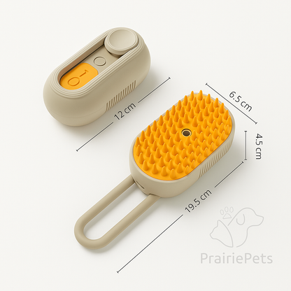 PrairiePets Spray Massage Brush – Folding Steam Comb for Bathing & Shedding