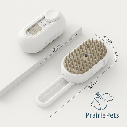 PrairiePets Spray Massage Brush – Folding Steam Comb for Bathing & Shedding