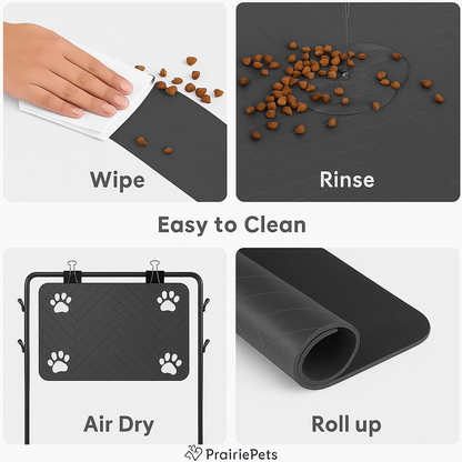 PrairiePets Absorbent Feeding Mat – Quick-Dry Waterproof Placemat for Dogs & Cats