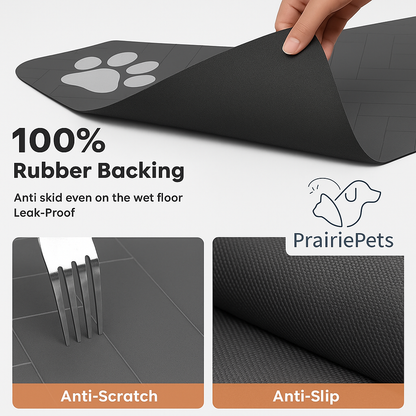PrairiePets Absorbent Feeding Mat – Quick-Dry Waterproof Placemat for Dogs & Cats