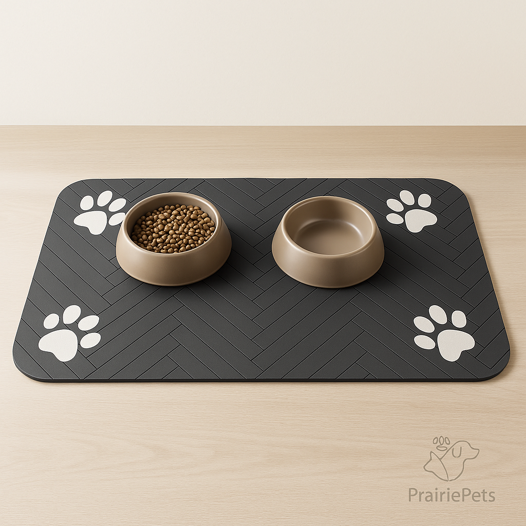 PrairiePets Absorbent Feeding Mat – Quick-Dry Waterproof Placemat for Dogs & Cats